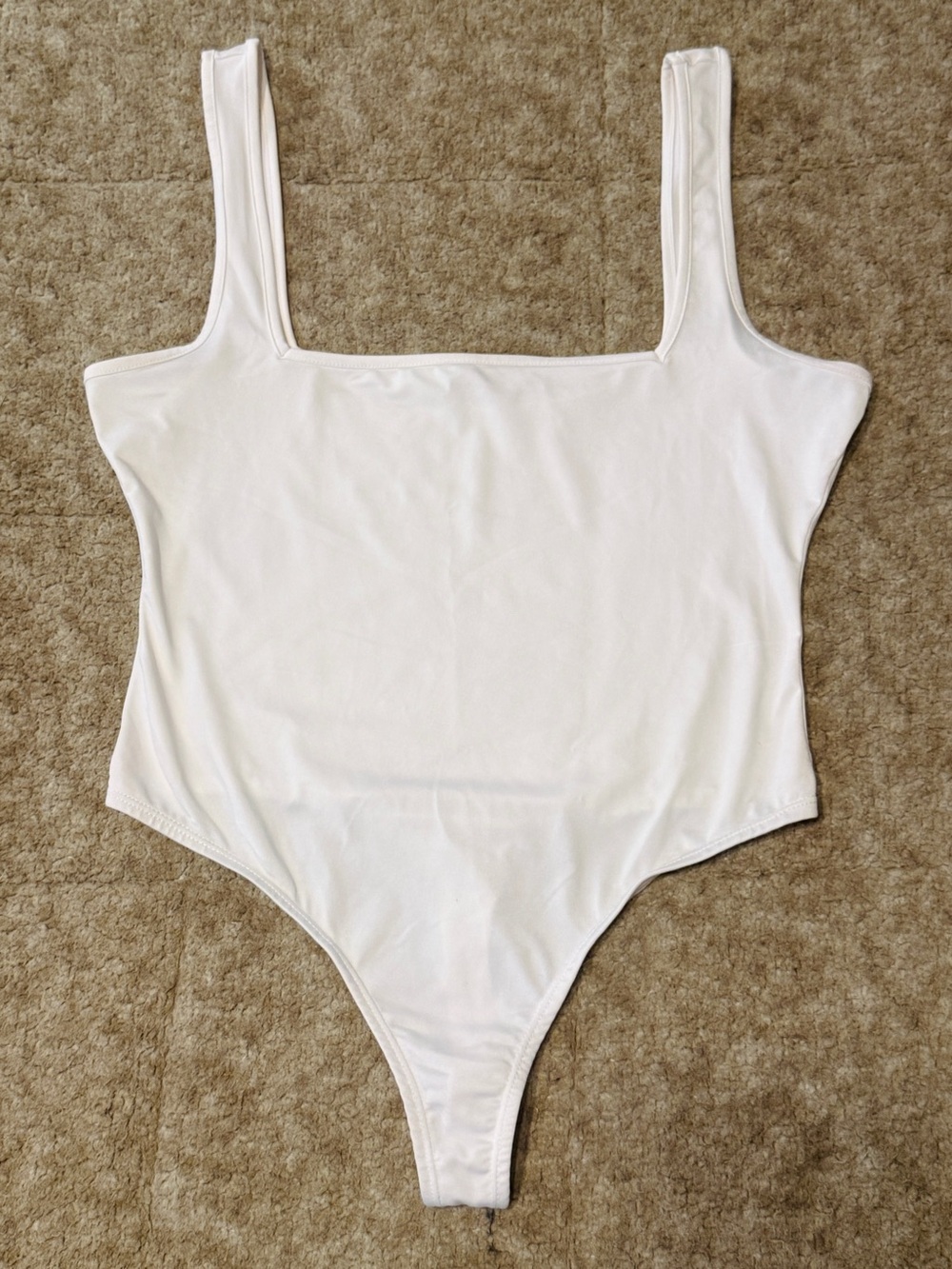 White Square Neck One-Piece Bodysuit